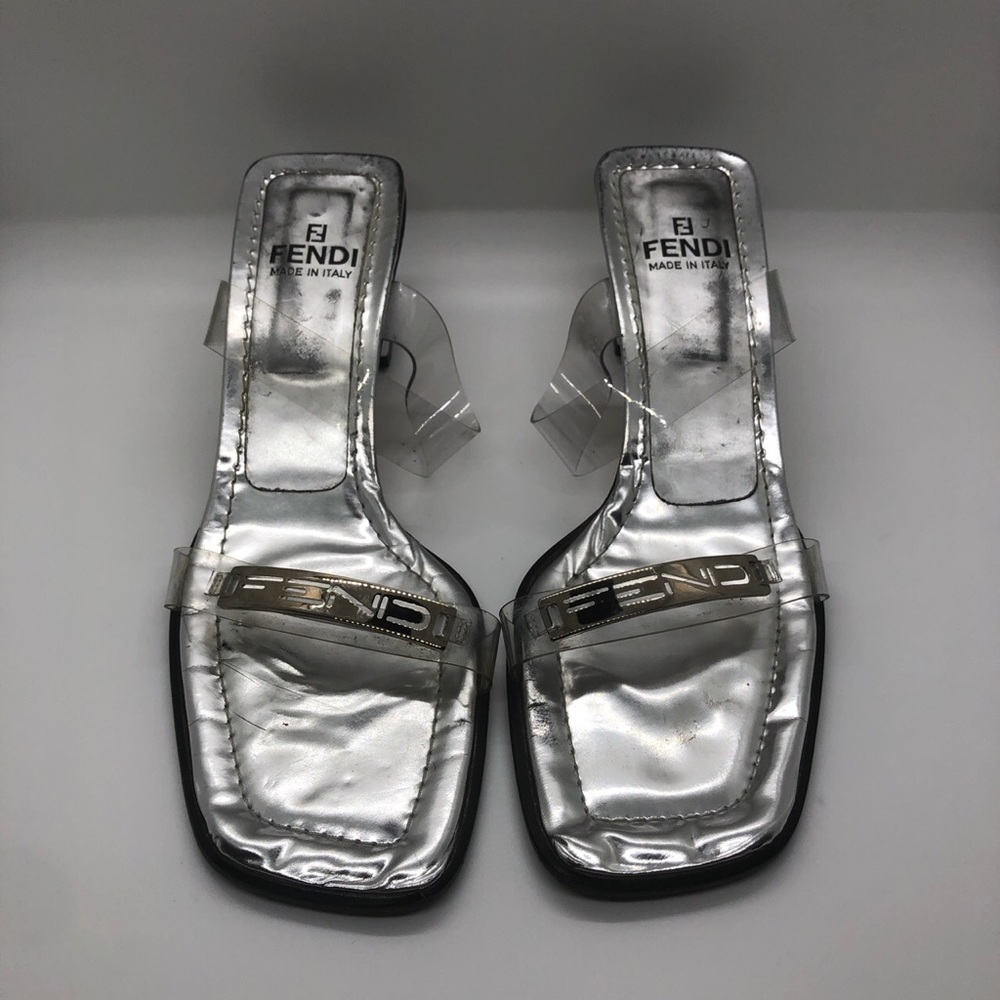 Vintage Clear Strap Silver Fendi Sandals